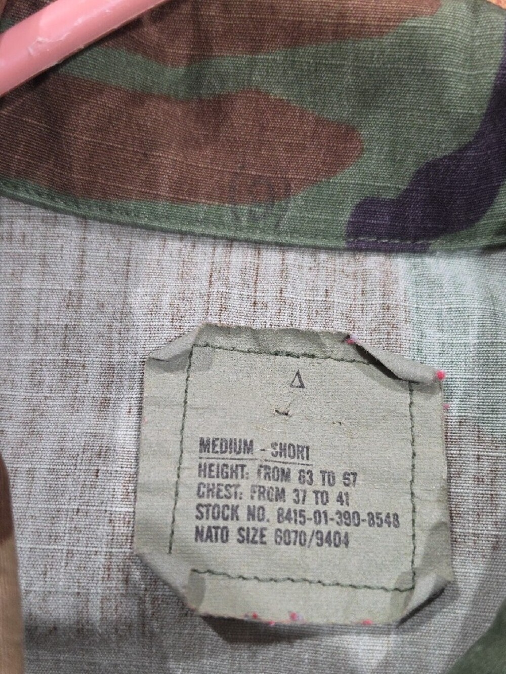 Vintage US Military Woodland Camo BDU Shirt Jacket Wolverine Size Medium-Short - Picture 6 of 6